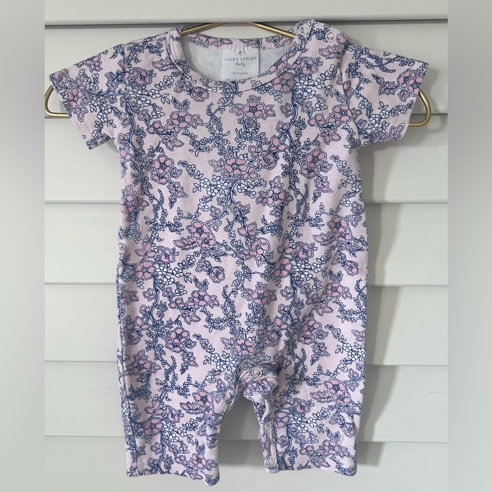 Laura Ashley Floral Baby Romper in Pink and Blue